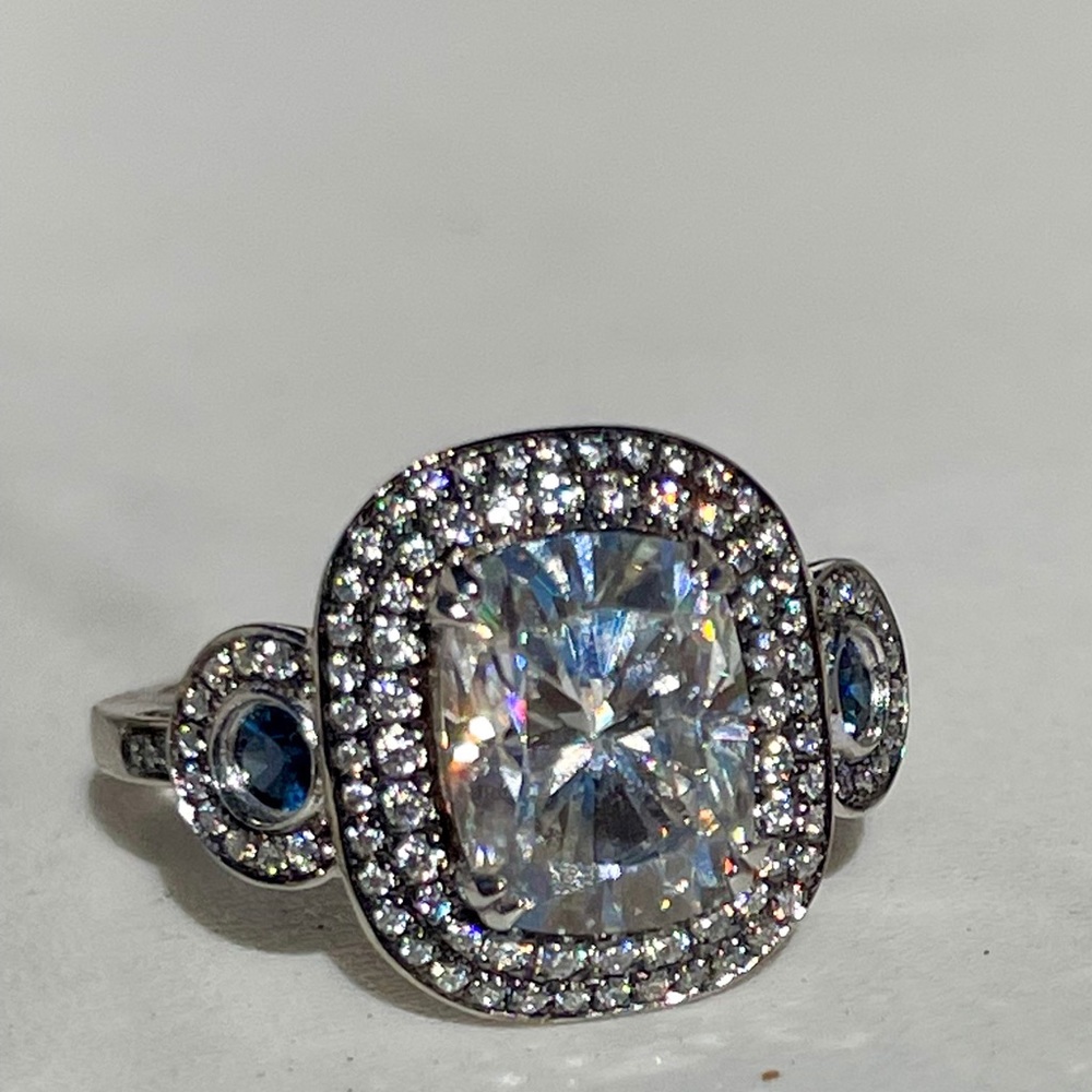 Platinum Antique Style 3ct Crushed Ice Cushion Moi - Picture 5 of 10